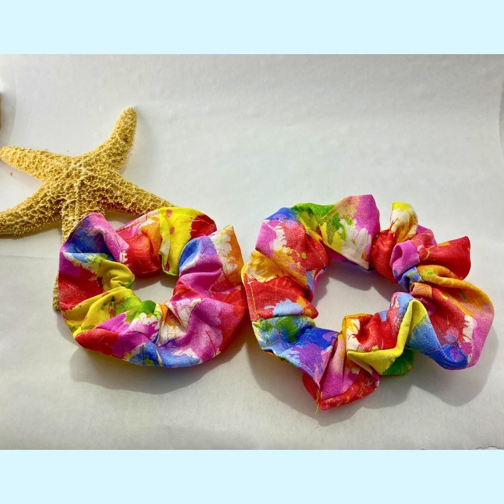 Cotton Floral Set of 2 Scrunchies